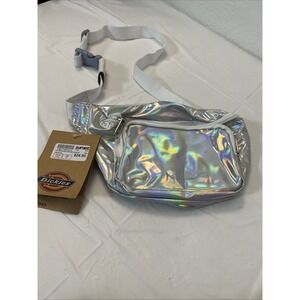 Dickies Fanny Pack Adjustable Silver Holographic NWT Iridescent Hipsack Pockets